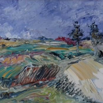 Painting titled "LES CHAMPS BLANCS" by Thierry Chanal, Original Artwork, Oil
