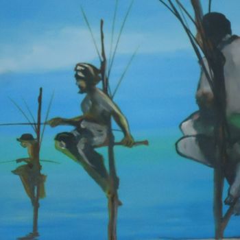 Painting titled "still-fishing-premi…" by Thushara Kumarasinghe, Original Artwork, Acrylic