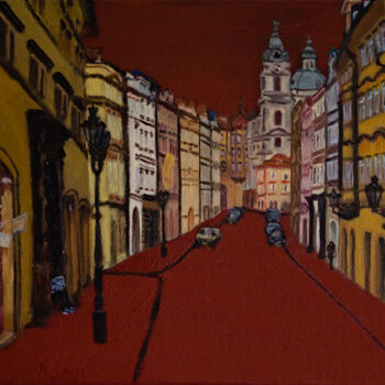 Картина под названием "Streetview Of Pragu…" - The Hammer, Подлинное произведение искусства, Масло