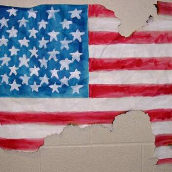 Drawing titled "Burnt US FLag" by The Lilith Gallery Alexander Moffat'S, Original Artwork
