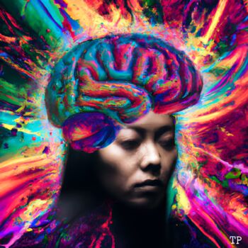 Digitale Kunst mit dem Titel "Woman with brain" von The Pixler, Original-Kunstwerk, 2D digitale Arbeit