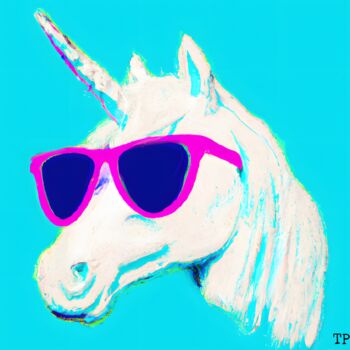 Digitale Kunst mit dem Titel "Unicorn white" von The Pixler, Original-Kunstwerk, 2D digitale Arbeit