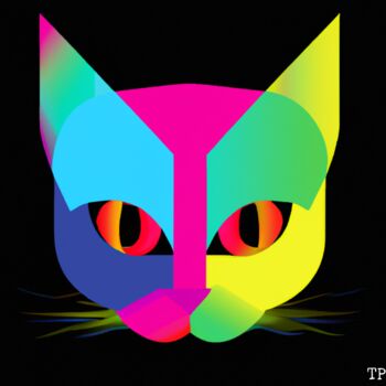 Grafika cyfrowa / sztuka generowana cyfrowo zatytułowany „Trippy cat two” autorstwa The Pixler, Oryginalna praca, 2D praca c…
