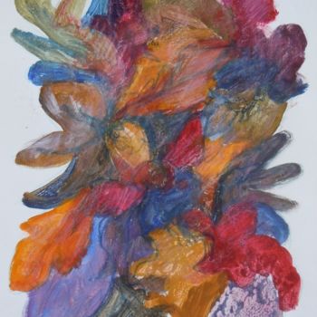 Painting titled "fleurs et feuilles" by Thea, Original Artwork