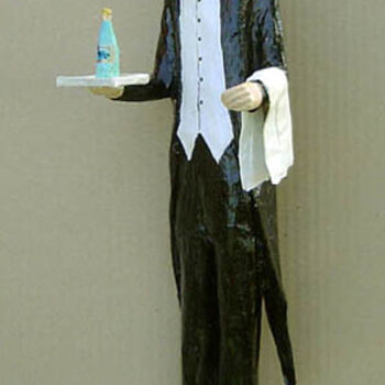 Sculpture titled "serveur" by Thérèse Brandeau, Original Artwork, Paper