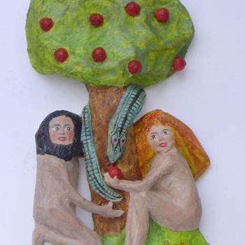 제목이 "Adam et Eve"인 조형물 Thérèse Brandeau로, 원작, 종이