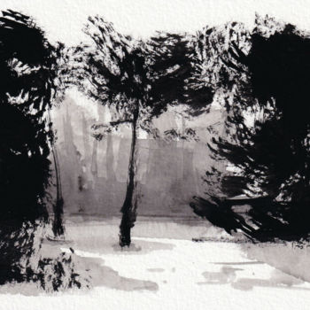 Картина под названием "The tree" - Pascal Fessler, Подлинное произведение искусства, Чернила