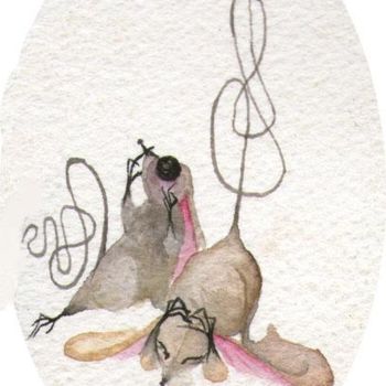 Pintura intitulada "Frightened Mice" por Gifts From The House Of Whimsy, Obras de arte originais, Óleo