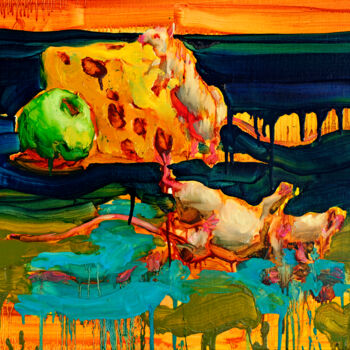 Картина под названием "The cheese was fine" - Thekairos, Подлинное произведение искусства, Масло