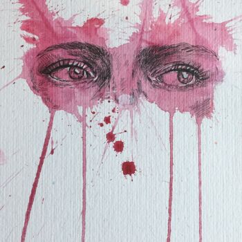 Malerei mit dem Titel "Pink confidence" von Thekla Kellmann, Original-Kunstwerk, Aquarell