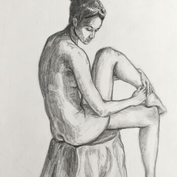 Pittura intitolato "Nude portrait 01/23" da Thekla Kellmann, Opera d'arte originale, Matita