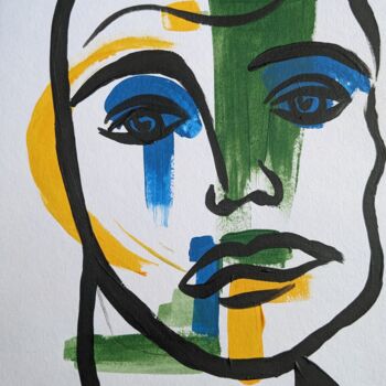 Malarstwo zatytułowany „Face Nr.1” autorstwa Thekla Kellmann, Oryginalna praca, Akryl