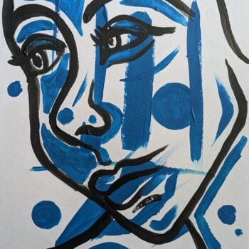 Malerei mit dem Titel "Face Nr.6" von Thekla Kellmann, Original-Kunstwerk, Acryl