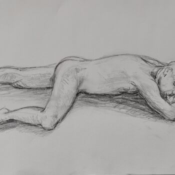 Disegno intitolato "Nude Portrait Man N…" da Thekla Kellmann, Opera d'arte originale, Matita
