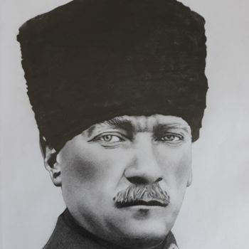 Desenho intitulada "Mustafa kemal atatü…" por Ali Bulut, Obras de arte originais, Giz