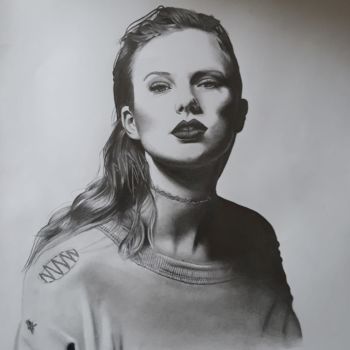 Desenho intitulada "Taylor Swift" por Ali Bulut, Obras de arte originais, Lápis