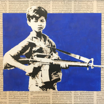 Schilderij getiteld "Child Soldier" door The Monk Stencils, Origineel Kunstwerk, Acryl