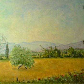 Painting titled "oliviers et cyprès…" by Cedric Thenot, Original Artwork