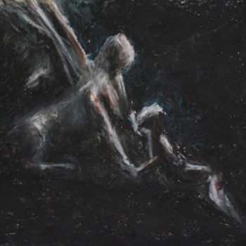 Malerei mit dem Titel "La Sphinge et l'Hom…" von Théo Bernal, Original-Kunstwerk, Pastell