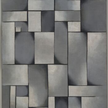 Painting titled "Composition en gris…" by Theo Van Doesburg, Original Artwork, Oil