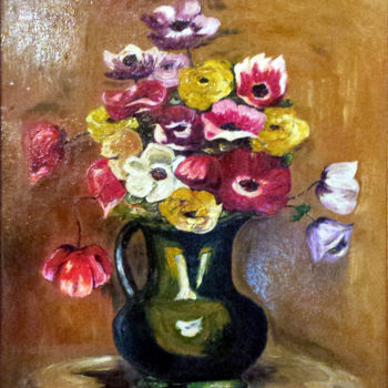 Painting titled "Anemone" by Theodora Krouklidou, Original Artwork, Oil