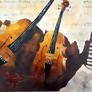 Painting titled "music" by Theodora Krouklidou, Original Artwork, Oil