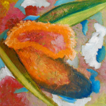 Картина под названием "Fleur de Cactus" - Théodora Bernardini, Подлинное произведение искусства, Масло Установлен на Деревян…