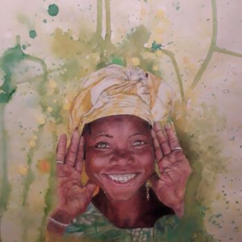 Painting titled "A SMILE FROM GAMBIA" by Theodoros Markopoulos, Original Artwork, Pastel