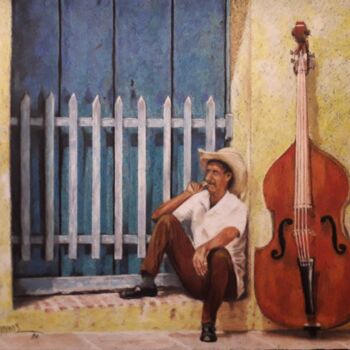 Peinture intitulée "Musician from Cuba." par Theodoros Markopoulos, Œuvre d'art originale, Pastel
