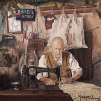 Картина под названием "Tailor." - Θεοδωροσ Μαρκοπουλοσ, Подлинное произведение искусства, Пастель