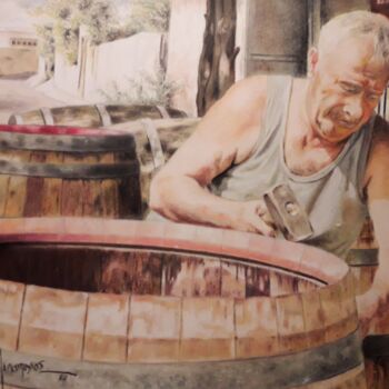 "Barrel maker." başlıklı Tablo Θεοδωροσ Μαρκοπουλοσ tarafından, Orijinal sanat, Pastel