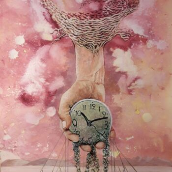 Ζωγραφική με τίτλο "Powdered time." από Θεοδωροσ Μαρκοπουλοσ, Αυθεντικά έργα τέχνης, Ακουαρέλα