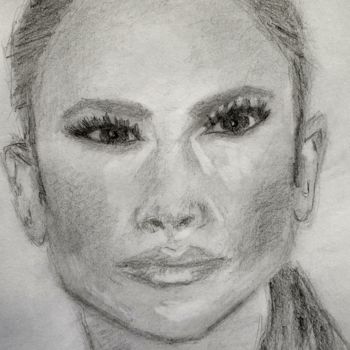 Drawing titled "J. Lo" by Theofilos Mpampoulis, Original Artwork, Pencil