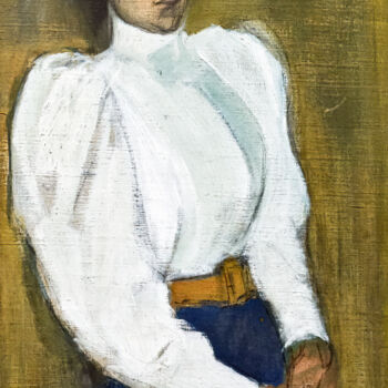 Painting titled "Femme au corsage bl…" by Théophile Alexandre Steinlen, Original Artwork, Oil