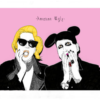 Dessin intitulée "American Ugly" par Yannis Thepilgrim, Œuvre d'art originale, Encre