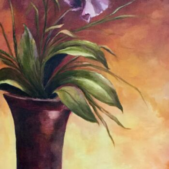 Картина под названием "L’orchidée" - Thérèse Alba, Подлинное произведение искусства, Масло Установлен на Деревянная рама для…
