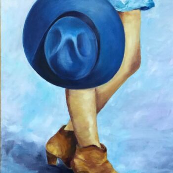 Painting titled "Le chapeau" by Thérèse Alba, Original Artwork, Oil Mounted on Wood Stretcher frame