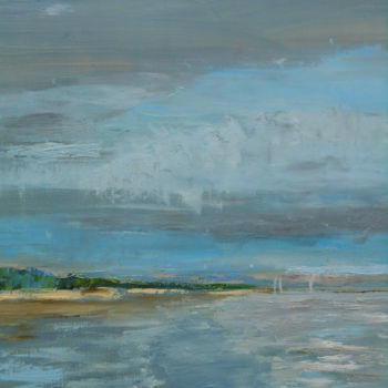Peinture intitulée "nuages-sur-la-baie.…" par Thérèse Bacle, Œuvre d'art originale, Autre