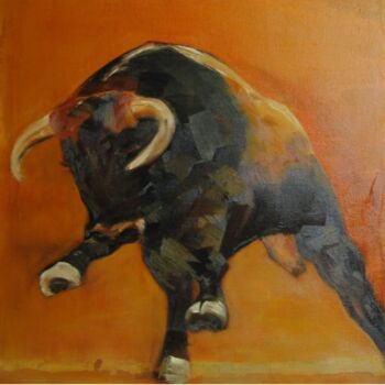 Schilderij getiteld "taureau" door Therese Debay, Origineel Kunstwerk, Olie
