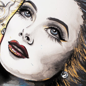 Pintura intitulada "Hedy Lamarr" por Therese Rosier, Obras de arte originais, Acrílico