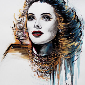 「Hedy Lamarr」というタイトルの絵画 Therese Rosierによって, オリジナルのアートワーク, アクリル