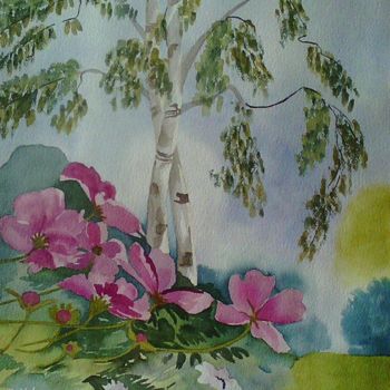 Painting titled "ROMANCE..." by Thérese Hanot, Original Artwork, Watercolor