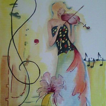 Painting titled "SYMPHONIE..." by Thérese Hanot, Original Artwork, Watercolor