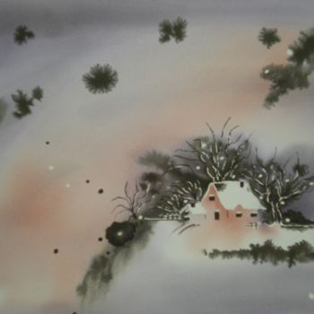 Painting titled "DOUX REVES" by Thérese Hanot, Original Artwork, Watercolor