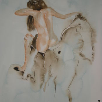 Painting titled "INTIMITE" by Thérese Hanot, Original Artwork, Watercolor