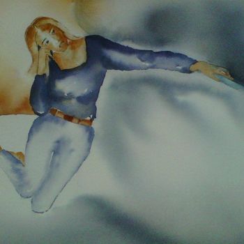 Painting titled "REVEUSE" by Thérese Hanot, Original Artwork, Watercolor