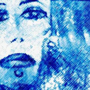 Peinture intitulée "femme chauve bleue" par Frederic Therisod, Œuvre d'art originale