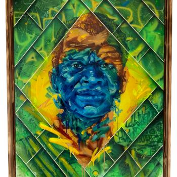 Schilderij getiteld "ZUMBI" door Loic Thiery, Origineel Kunstwerk, Acryl Gemonteerd op Frame voor houten brancard