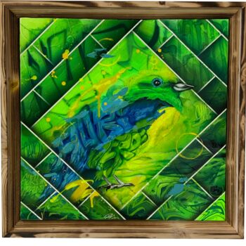 Painting titled "Auri verde" by Loic Thiery, Original Artwork, Acrylic Mounted on Wood Stretcher frame