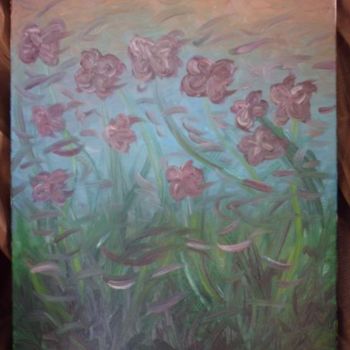 Painting titled "fleurs violettes" by Hélène Thevenon, Original Artwork